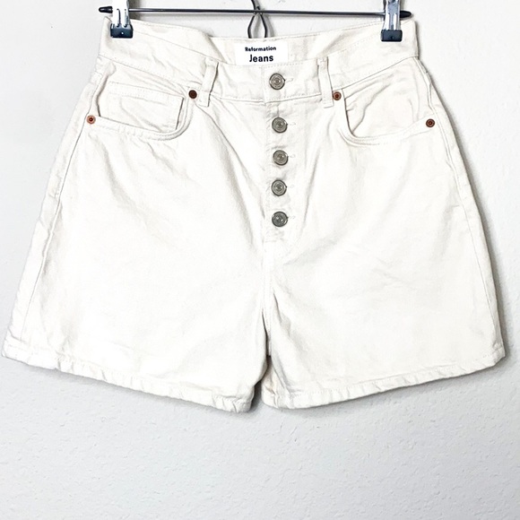 NWT Reformation Ivory Denim Shorts - Picture 2 of 5